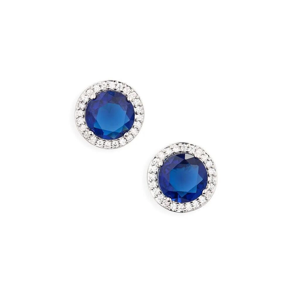 Blue Sapphire Round Cut Stud Earrings Nanette Lepore - Sterling Silver Cubic Zir 55$
